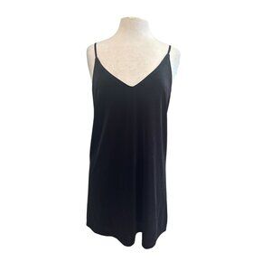 Eight Paris Black Velvet Slip Dress Size L Mini Adjustable Tie Back Cami